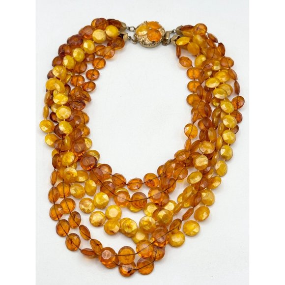 Vintage brown beaded multi strand sequin necklace - Picture 2 of 6